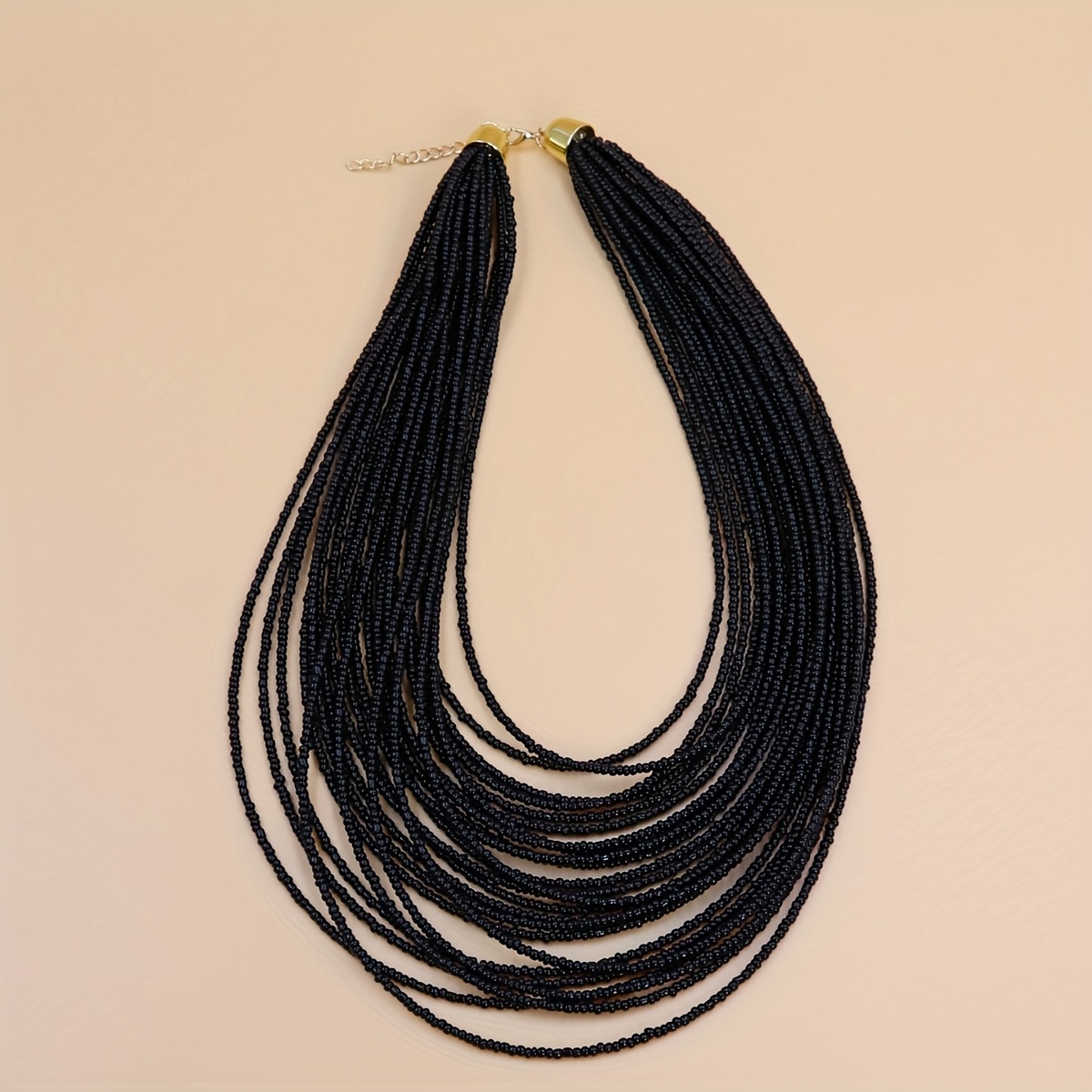 Boho Layer Beaded Necklace Vintage Style Seed Beads Vacation Wear Accessory
